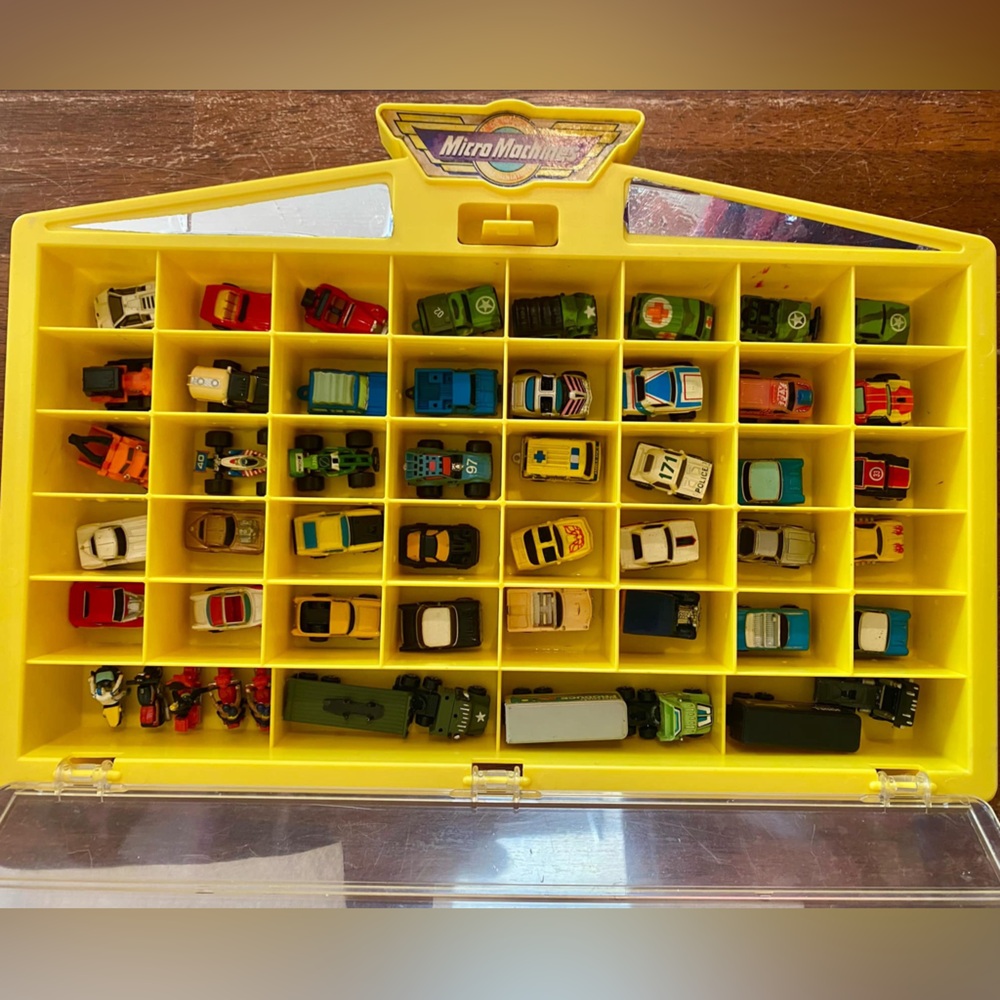 Sold. Vtg 1980s Galoob Micro Machines Yellow Case Lot 76+ Cars Trucks Boats